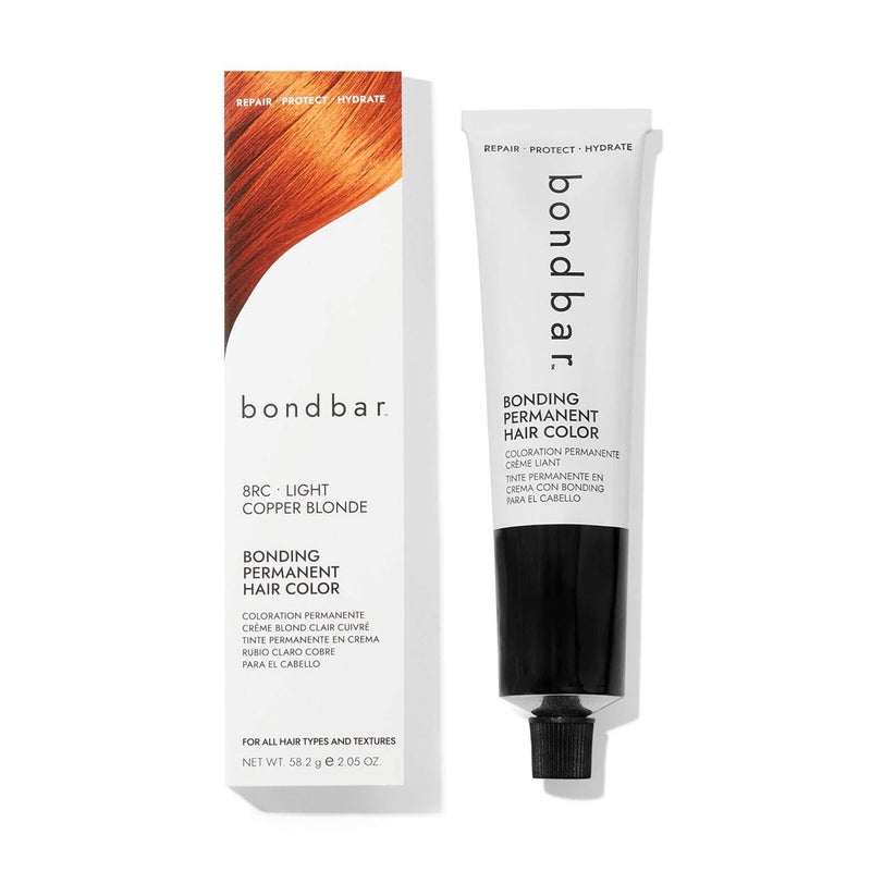 Bondbar 8RC Light Copper Blonde Bonding Permanent Creme Hair Color, Repairing hair dye for all hair types, Vegan, Built in Bonding, 2.05 Oz - Image 1