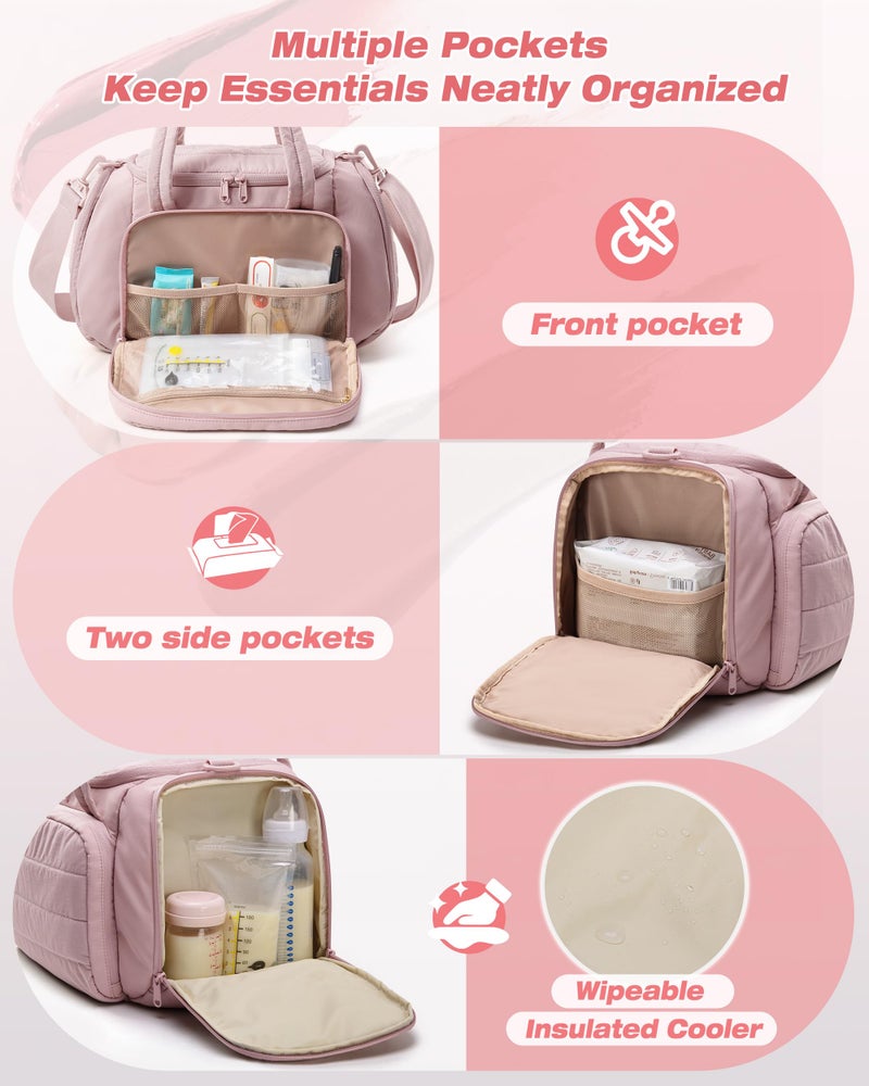 Marscamd Quilted Breast Pump Bag Compatible with Spectra S1 and S2, Pumping Bag with Cooler Compartment and a Drying Mat, Pink - Image 4