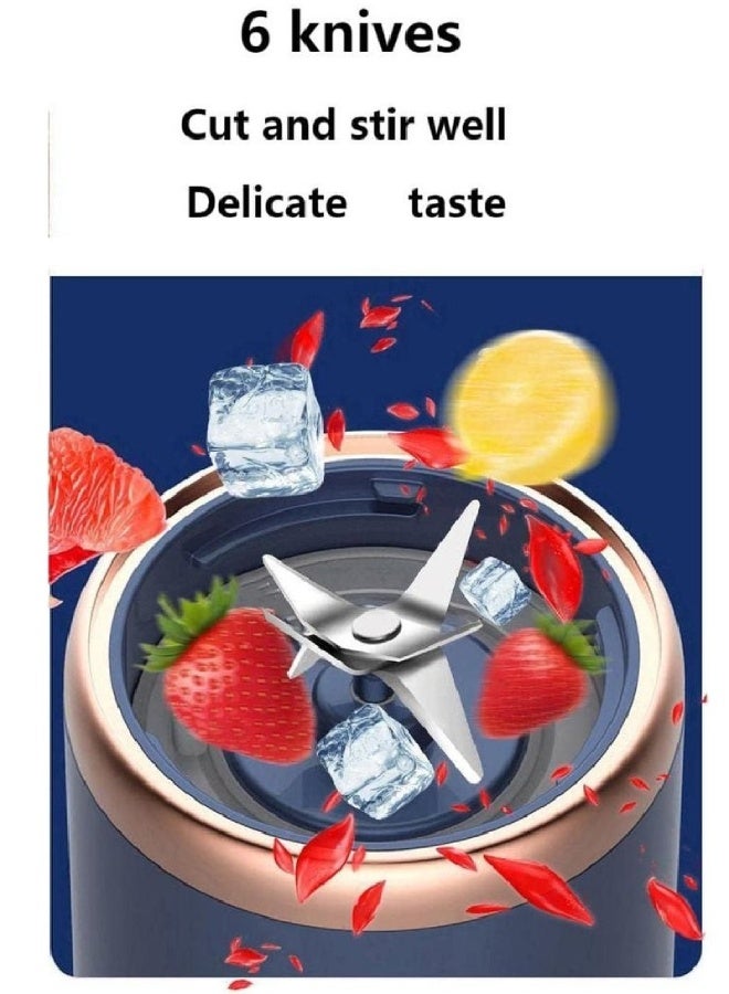 ارواق خلاط شخصي محمول للعصائر والميلك شيك والعصائر - خلاط USB قابل لإعادة الشحن مع 6 شفرات آمنة للطعام، عصارة صغيرة سهلة السفر للمنزل والمكتب ولأطعمة الأطفال، لون وردي - Image 3