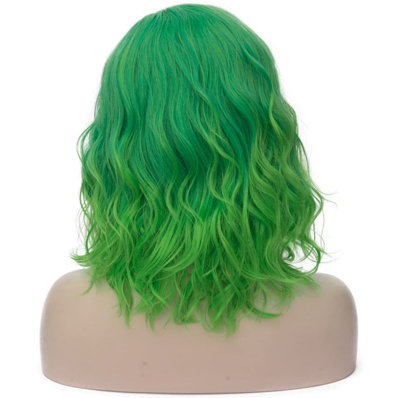 Mildiso Green Wigs for Women 14'' Short Green Wig St Patricks Day Cute Fashion Curly Wavy Synthetic Wigs for Party Costume Halooween M004G - Image 2