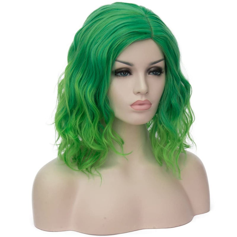 Mildiso Green Wigs for Women 14'' Short Green Wig St Patricks Day Cute Fashion Curly Wavy Synthetic Wigs for Party Costume Halooween M004G - Image 5