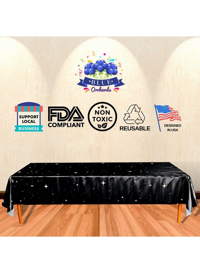 Blue Orchards Space Party Table Covers (Pack Of 2) 54"X108" Xl Space Theme Party Supplies Stars Birthday Party Galaxy Tablecloth Plastic Outer Space Table Cover Night Sky Tablecloth - Image 4