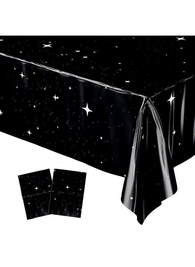 Blue Orchards Space Party Table Covers (Pack Of 2) 54"X108" Xl Space Theme Party Supplies Stars Birthday Party Galaxy Tablecloth Plastic Outer Space Table Cover Night Sky Tablecloth - Image 2