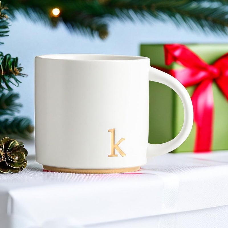 COLLECTIVE HOME - Monogram Ceramic Mugs, 15 oz Golden Initial Coffee Cups, Elegant Alphabet Tea Mugs, Elegant Personalized Mug with Gift Box, Luxurious Cups for Office and Home (k) - Image 4