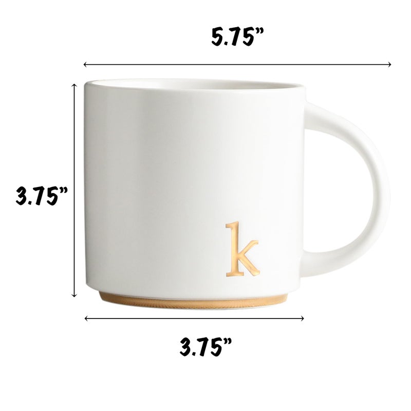 COLLECTIVE HOME - Monogram Ceramic Mugs, 15 oz Golden Initial Coffee Cups, Elegant Alphabet Tea Mugs, Elegant Personalized Mug with Gift Box, Luxurious Cups for Office and Home (k) - Image 2