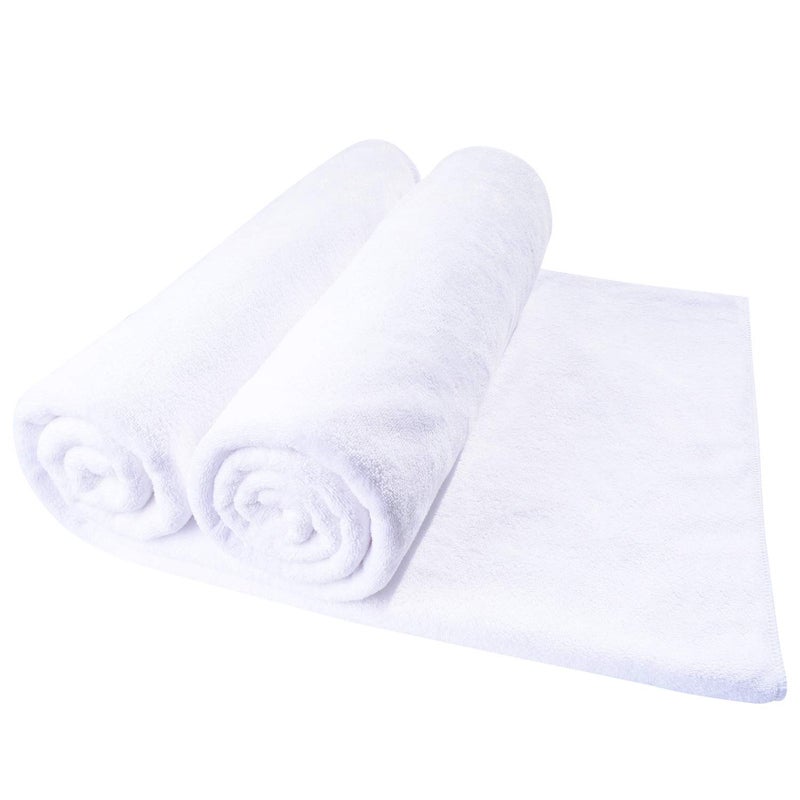 Oversized Microfiber Bath Towels Bath Sheets 2 Pack 32 x 71 Inch Extra Large Super Absorbent Quick Fast Dry Soft EcoFriendly Towels for Body Bathroom Travel 2PCS White