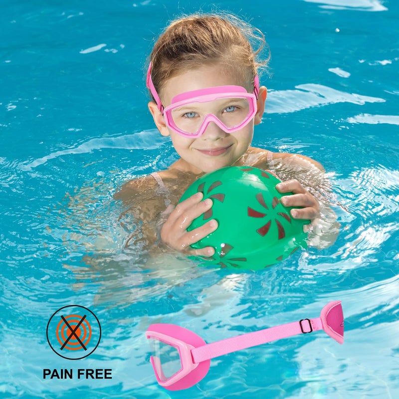 RUIGAO Girls Swim Goggles, Fabric Strap,Unicorn/Mermaid Pink Goggles for Kids swimming 3-8 - Image 4