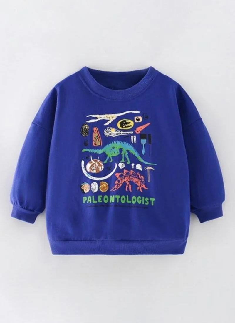 YUNIQEE Blue Graphic Printed Round Neck T-shirt