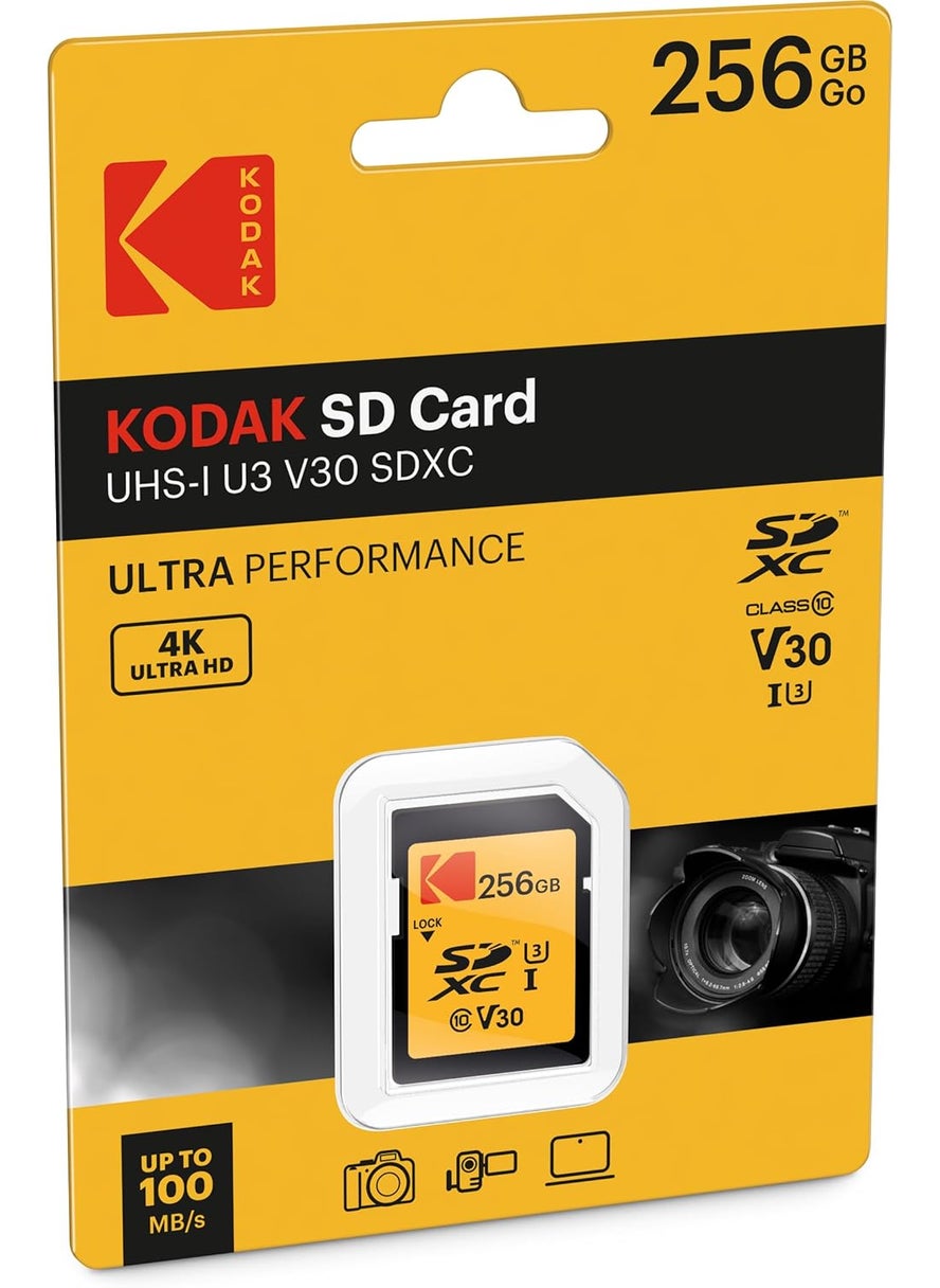 Kodak Kodak SDXC Card 256GB UHSI U3 V30 Ultra  Up to 95MBs Max Read Speed  Write Speed 85MBs Max  Storage of 4K Ultra HD Videos and HD Photos  SD Card  - Image 2