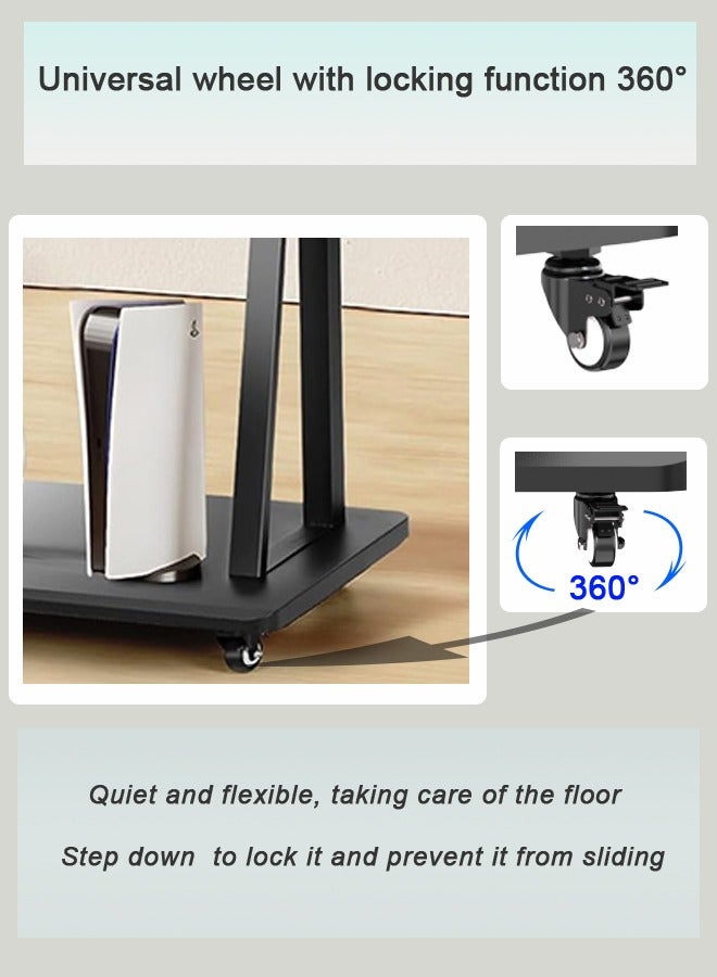 Mobile Rolling TV Cart for 32-70 inch LCD LED 4K Flat Curved TV, Heavy Duty Adjustable Height TV Stand with Lockable Wheels, Max VESA 600x400mm, Up to 70kg