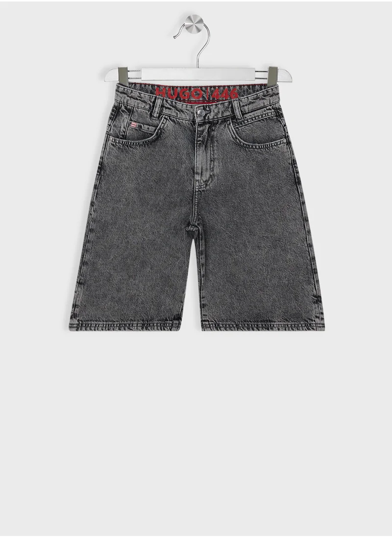 HUGO Kids' loose-fit shorts denim