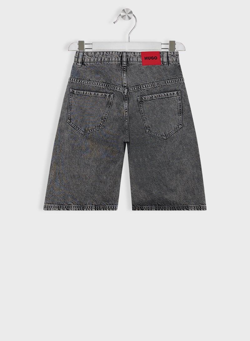 HUGO Kids' loose-fit shorts denim  - Image 2