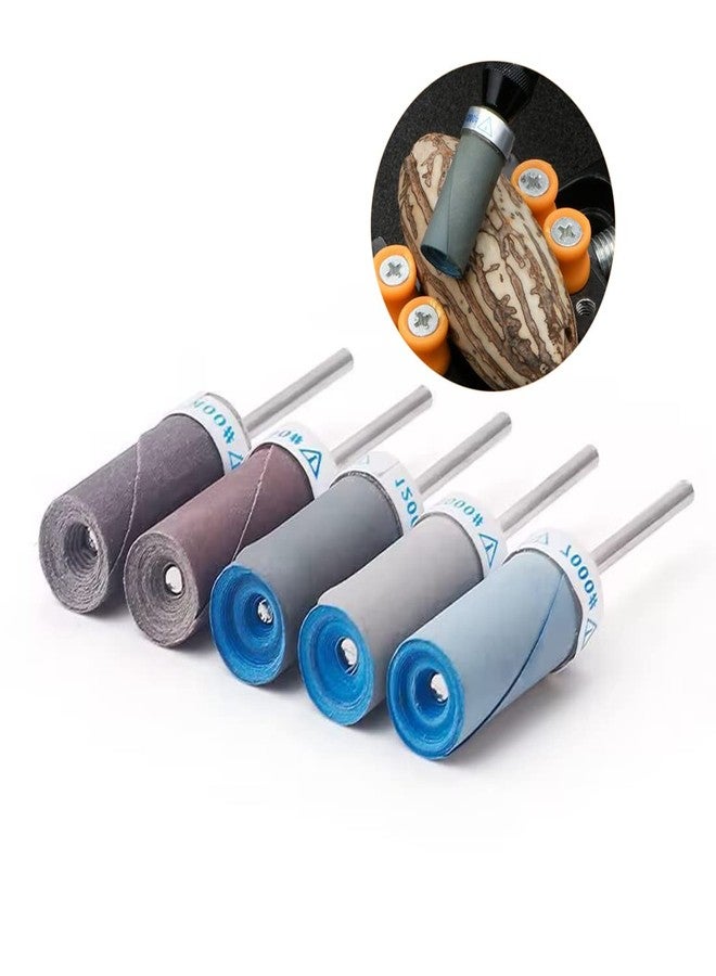 LUO KE 𝐋𝐮𝐨 𝐤𝐞 10 Pcs Mixed Grit Sandpaper Rolls Set,3/32 Inch Shank Abrasive Sanding Sleeve for Rotary Tool - Image 3