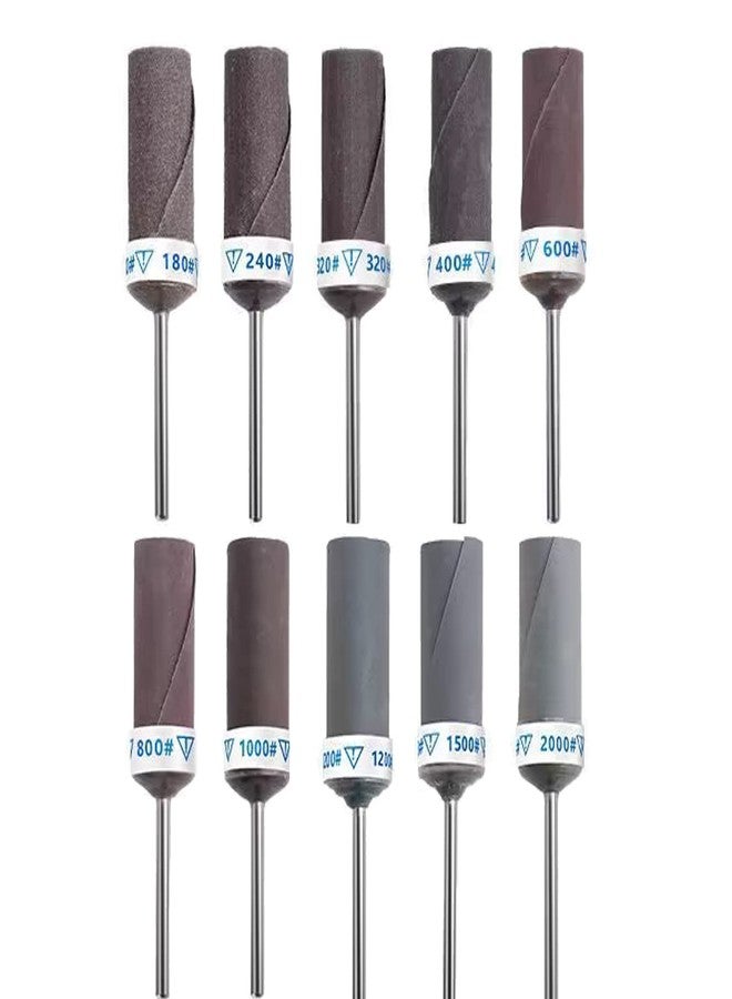 LUO KE 𝐋𝐮𝐨 𝐤𝐞 10 Pcs Mixed Grit Sandpaper Rolls Set,3/32 Inch Shank Abrasive Sanding Sleeve for Rotary Tool - Image 1