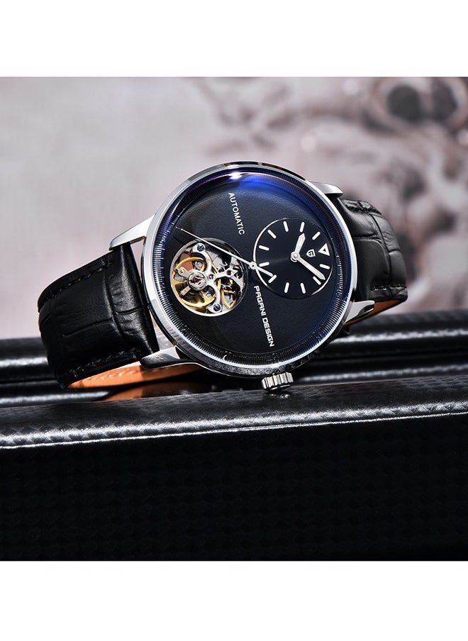PAGANI DESIGN Men's Watch with Balance Wheel Automatic Mechanical Stainless Steel Wrist Watch for Men, Business Style, Leather Watch Band  - Image 3