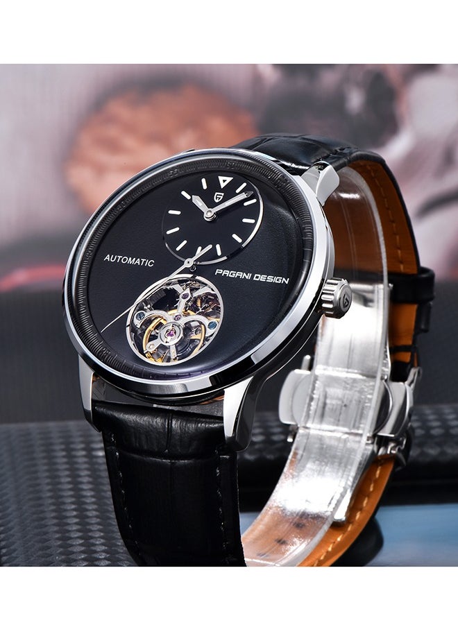 PAGANI DESIGN Men's Watch with Balance Wheel Automatic Mechanical Stainless Steel Wrist Watch for Men, Business Style, Leather Watch Band  - Image 4