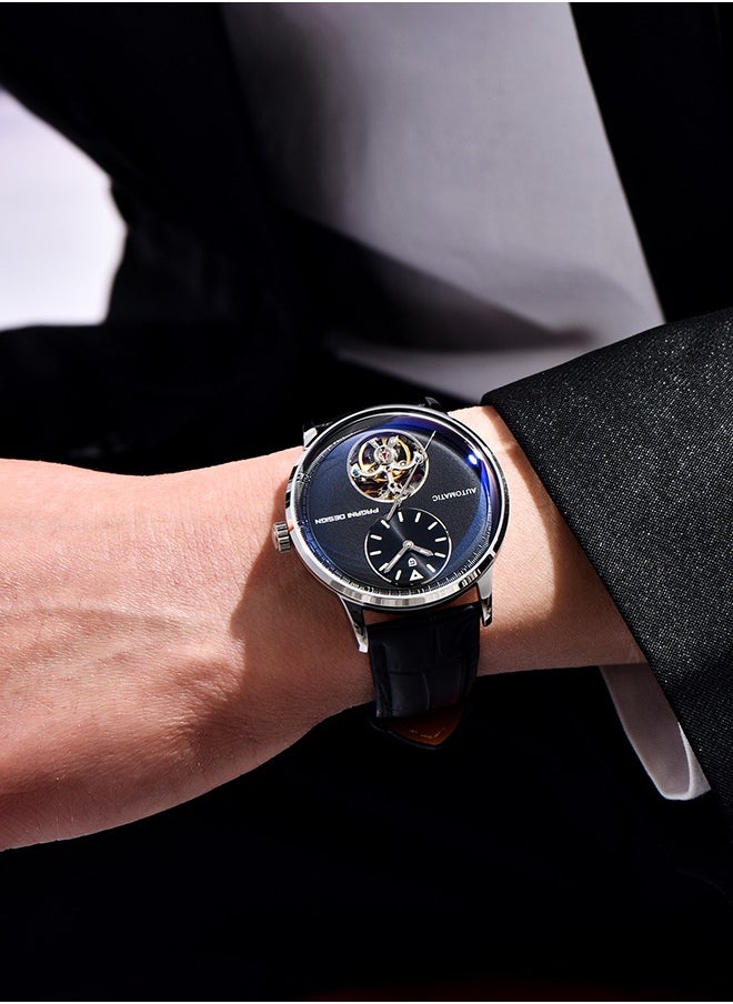 PAGANI DESIGN Men's Watch with Balance Wheel Automatic Mechanical Stainless Steel Wrist Watch for Men, Business Style, Leather Watch Band  - Image 5