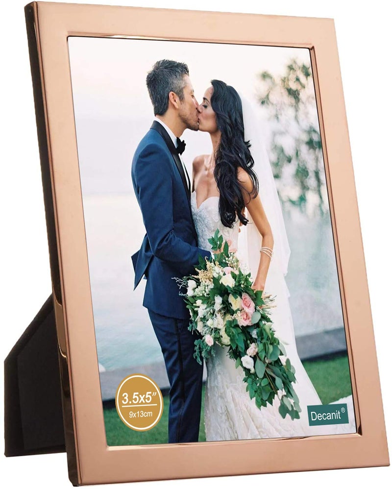 DECANIT 3.5x5 Picture Frames Rose Gold Metal Photo Frames for Tabletop Display and Wall Decoration-Best Gifts for Family - Image 1