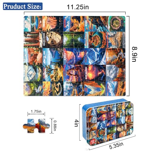 LELEMON Nation Park Jigsaw Puzzles in a Metal Box 100 Pieces World Park Jigsaw Puzzle for Adults Kids Ages 48 Children Learning Educational Puzzles Toys - Image 5