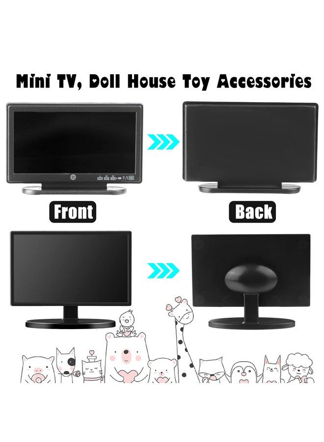 Haomian 2 Pieces Dollhouse Miniature Furniture 1:12 Doll House Miniature Tv Television With Remote Control Dollhouse Mini Model Toy Dollhouse Mini Decoration Accessories - Image 3