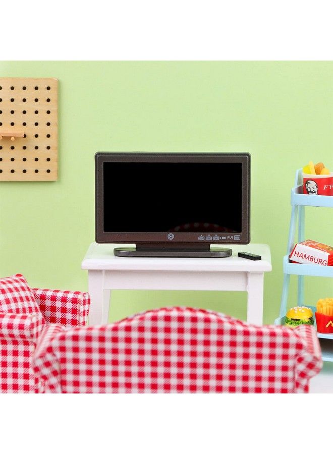 Haomian 2 Pieces Dollhouse Miniature Furniture 1:12 Doll House Miniature Tv Television With Remote Control Dollhouse Mini Model Toy Dollhouse Mini Decoration Accessories - Image 4