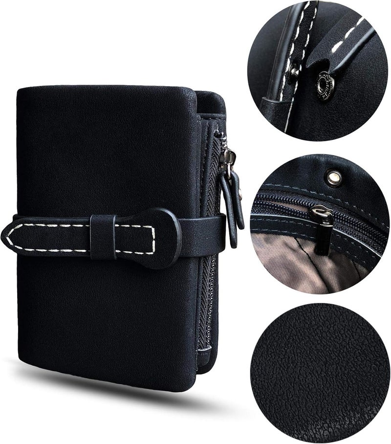 AOXONEL Women's Small Bifold Leather wallet Rfid blocking Ladies Wristlet with Card holder id window Coin Purse - Image 3