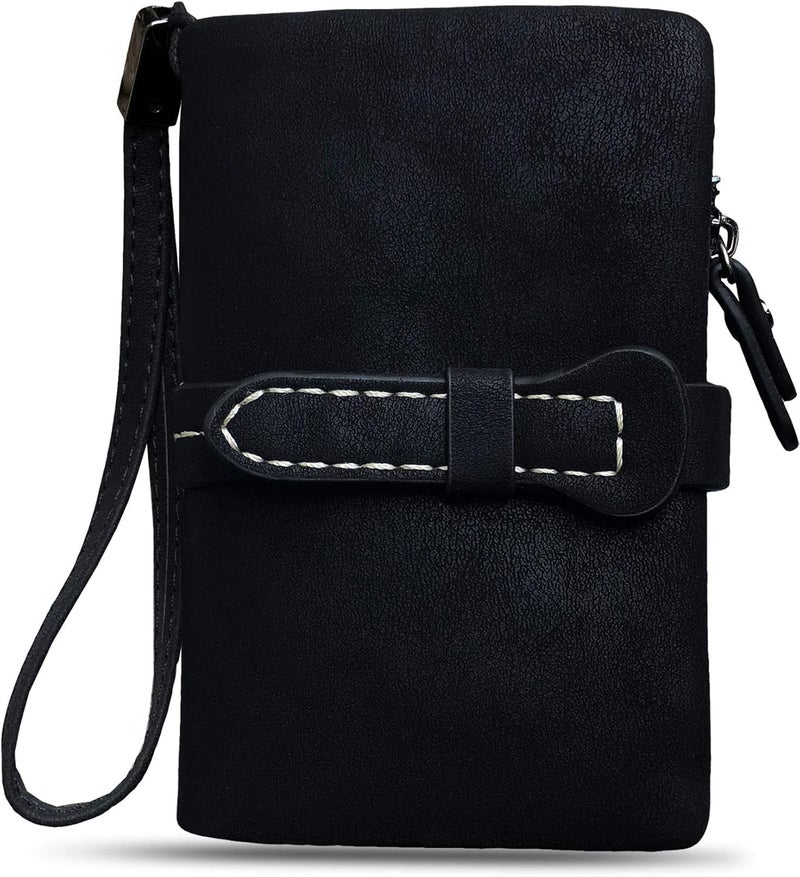 AOXONEL Women's Small Bifold Leather wallet Rfid blocking Ladies Wristlet with Card holder id window Coin Purse - Image 2