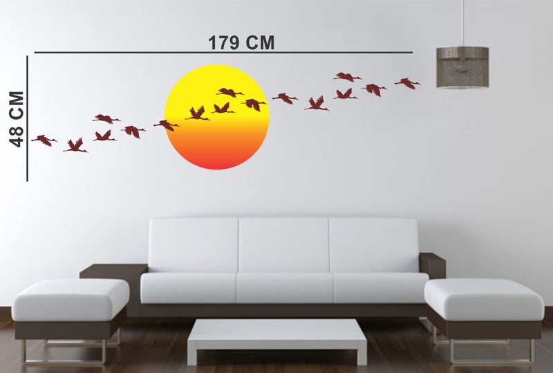 Eja Art مزهرية زهور حمراء وطيور شمسية طائرة - Image 2