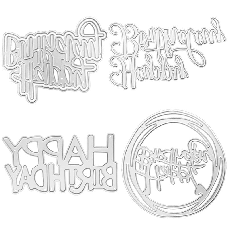 FineGood 4 Set Die Cuts Happy Birthday FineGood Card Making Die Stencils for Scrapbooking