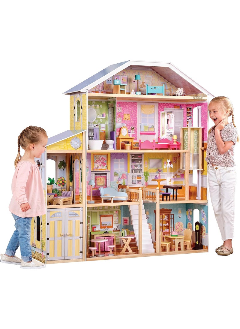 KidKraft KidKraft Majestic Mansion Wooden Dollhouse with 34Piece Accessories Working Elevator and Garage Gift for Ages 3  - Image 1