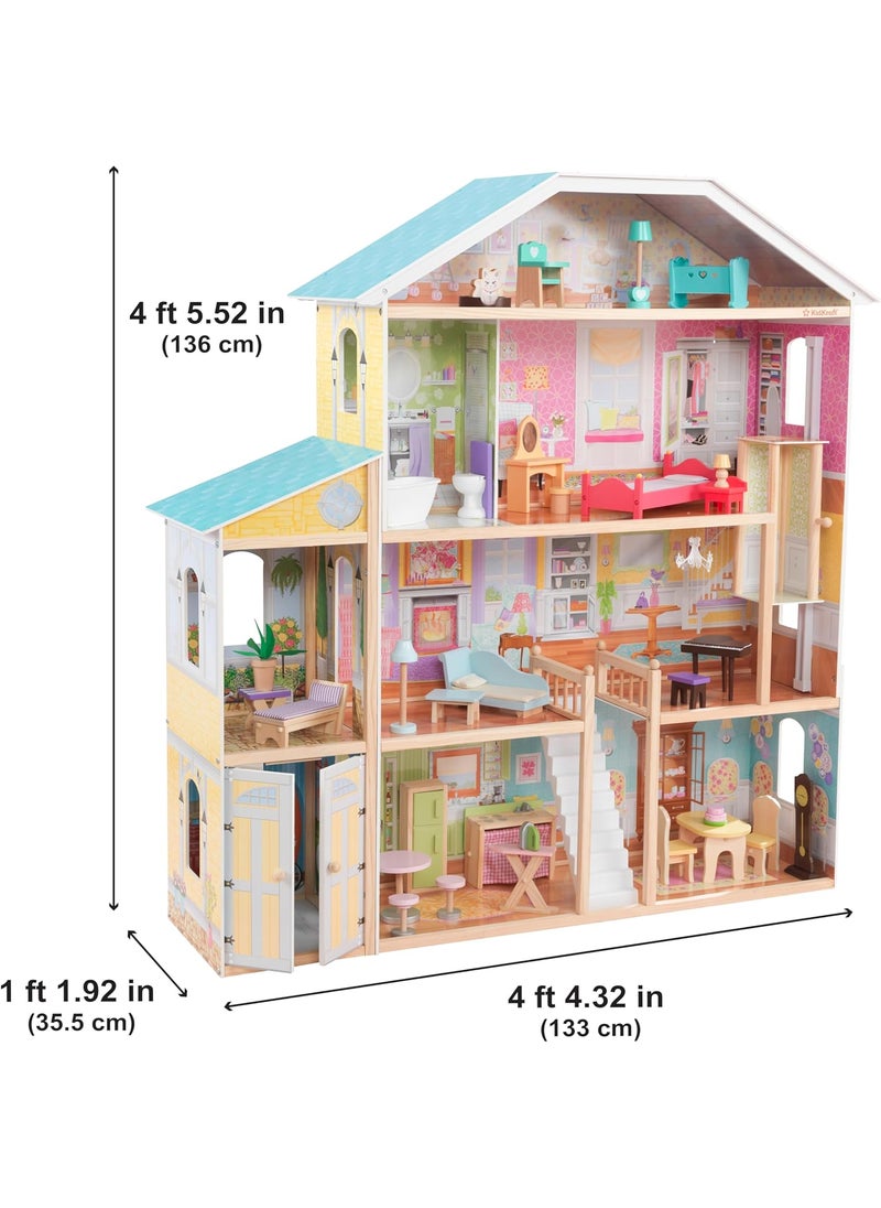 KidKraft KidKraft Majestic Mansion Wooden Dollhouse with 34Piece Accessories Working Elevator and Garage Gift for Ages 3  - Image 2