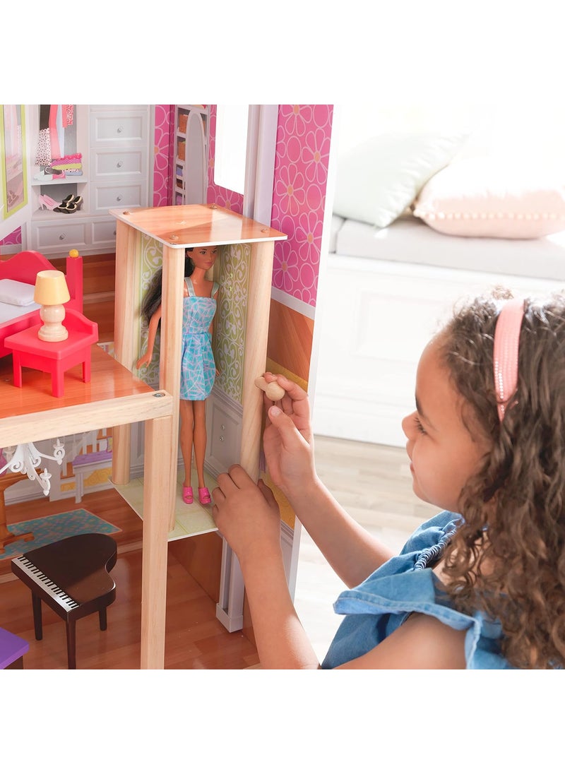 KidKraft KidKraft Majestic Mansion Wooden Dollhouse with 34Piece Accessories Working Elevator and Garage Gift for Ages 3  - Image 3
