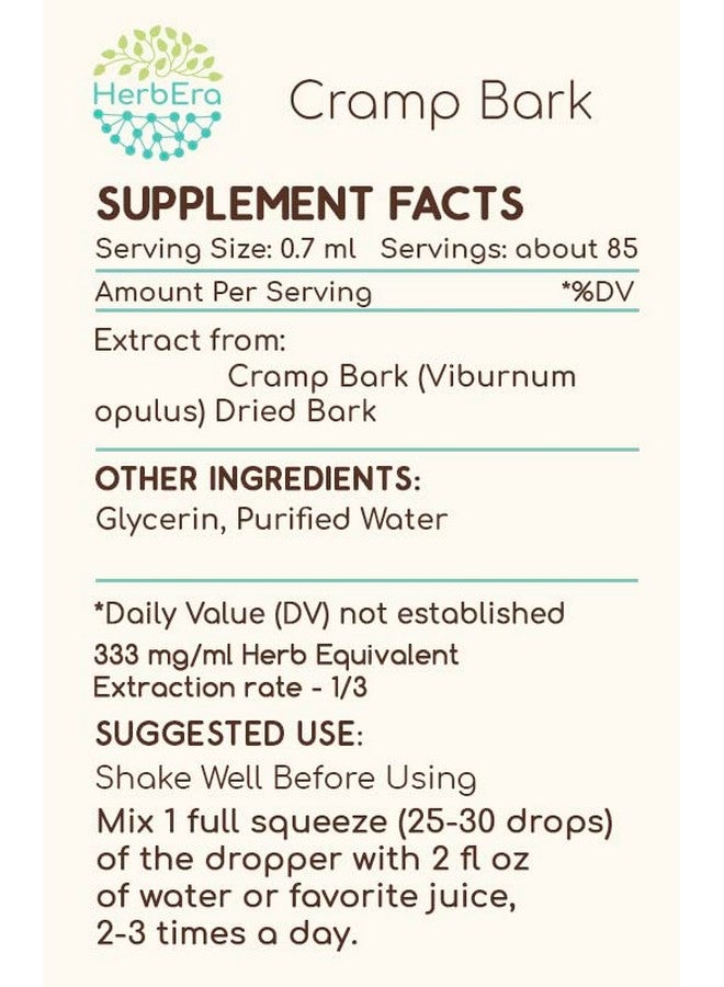 HerbEra Cramp Bark B60 Alcoholfree Herbal Extract Tincture Concentrated Liquid Drops Natural Cramp Bark (Viburnum Opulus) Dried Bark (2 Fl Oz) - Image 3
