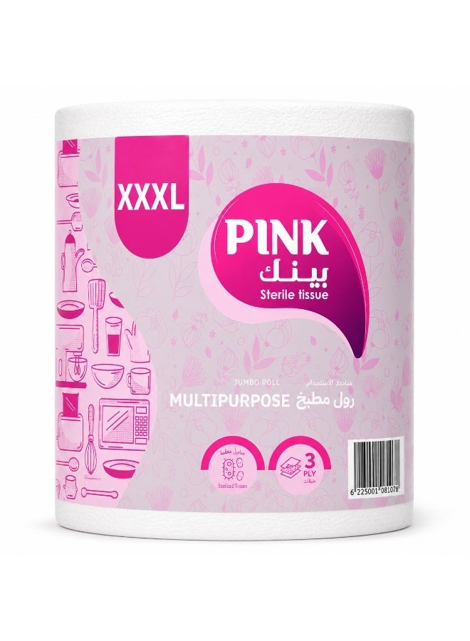 بينك جامبو رول مطبخ متعدد الاستخدام  3 طبقة 1 رول حجم  XXXL - Image 1