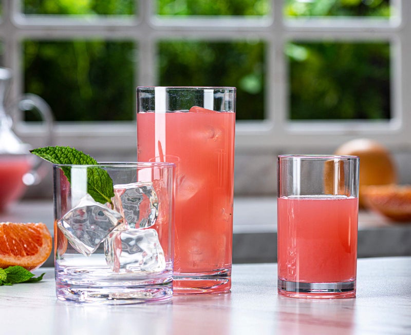 Le'raze Elegant Acrylic Drinking Glasses [Set of 18] Multi Size Attractive Clear Plastic Tumblers - Unbreakable Drinkware Set Ideal for Indoor and Outdoor - Kid Friendly - Image 4