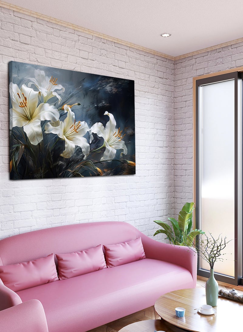 لوحة كانفاس على إطار خشبي بتصميم زهور الليلى - Image 1