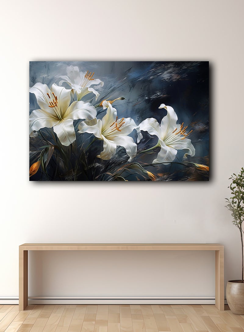 لوحة كانفاس على إطار خشبي بتصميم زهور الليلى - Image 3