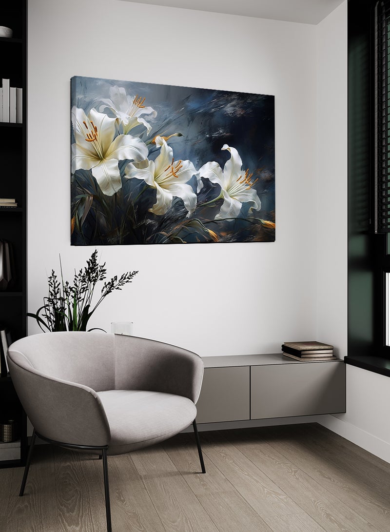 لوحة كانفاس على إطار خشبي بتصميم زهور الليلى - Image 2