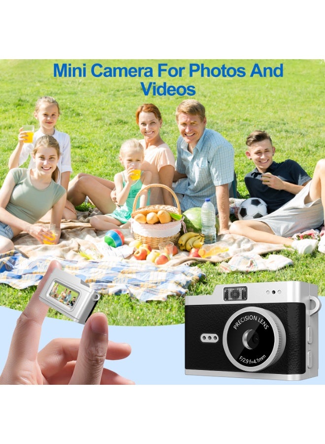 Mini Keychain Camera - 1080P Mini Retro Digital Camera - Tiny Portable Small Cameras Vintage Compact Micro Cameras - Pocket Video Recorder With 32GB Card, Adapters For Travel Study Recording - Image 3
