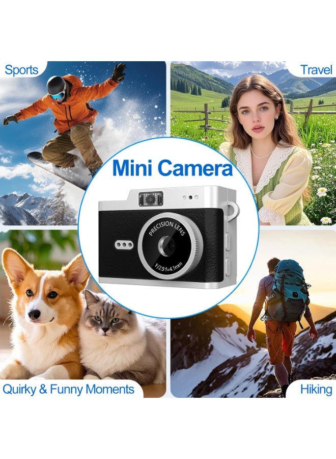 Mini Keychain Camera - 1080P Mini Retro Digital Camera - Tiny Portable Small Cameras Vintage Compact Micro Cameras - Pocket Video Recorder With 32GB Card, Adapters For Travel Study Recording - Image 2