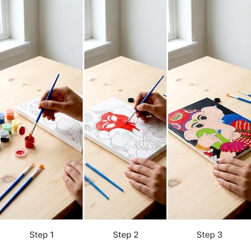 HOBBY INDIA Canvas Painting Set Kit for Kids & Adults | DIY Art & Craft for Girls & Boys | Home, Bedroom, Living Room, Office & Wall Décor | Birthday & Return Gift | Indian Art Form (Madhubani Art) - Image 4