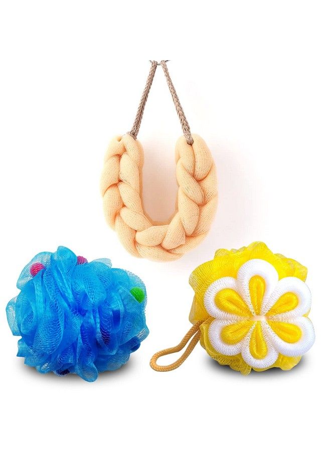 MAJESTIQUE Long Bath Loofah Stretchable Braided Mesh Exfoliating Backnature Ecofriendly Loofah Loofa Mesh Bath Scrubber Body Shower Sponge Random Colors (Pack Of 3) - Image 2