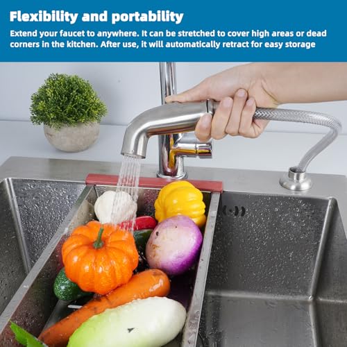 iFealClear Universal Kitchen Side Sprayer Compatible with Moen Faucet, Kitchen Sink Faucet Sprayer Replacement with Quick Connector/Hose/Holder, Pull Out Sprayer Head Replacement, Easy to Install, Brushed Nickel - Image 4