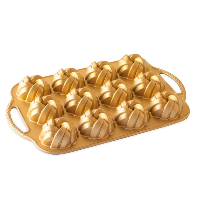 Nordic Ware 95377 Bundtlette Pan 75th Anniversary Braided Bundt Bites Gold 35