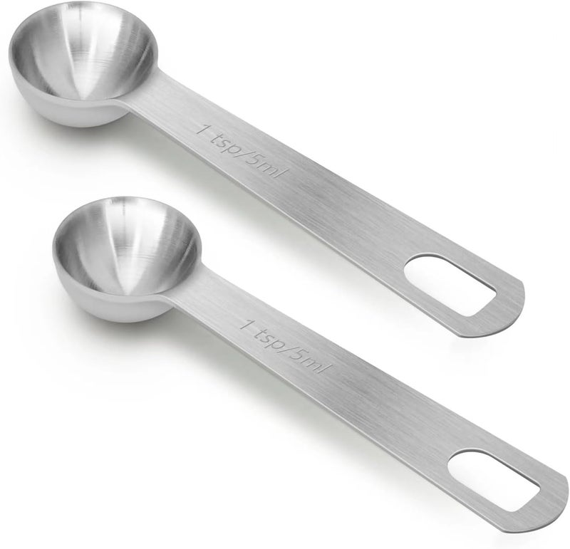 AUOIKK 2 PCS 1 Teaspoon(5 mL | 5 cc | 1 Tsp | 1/3 Tablespoon) Stainless Steel Single Measuring Spoon, Easy to Use and Easy to Wash Metal Measuring Spoons Kitchen Gadgets for Cooking & Baking - Image 1