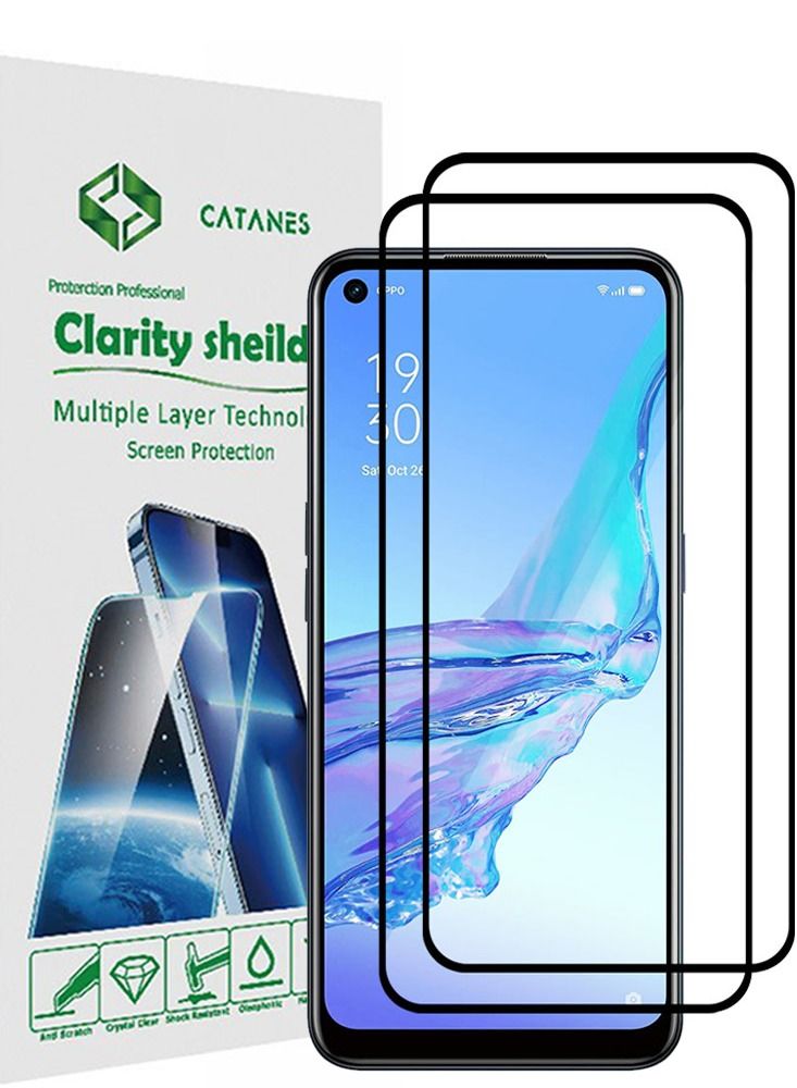 CATANES 2 Pack For Oppo A53s Screen Protector Tempered Glass Full Glue Back - Image 1