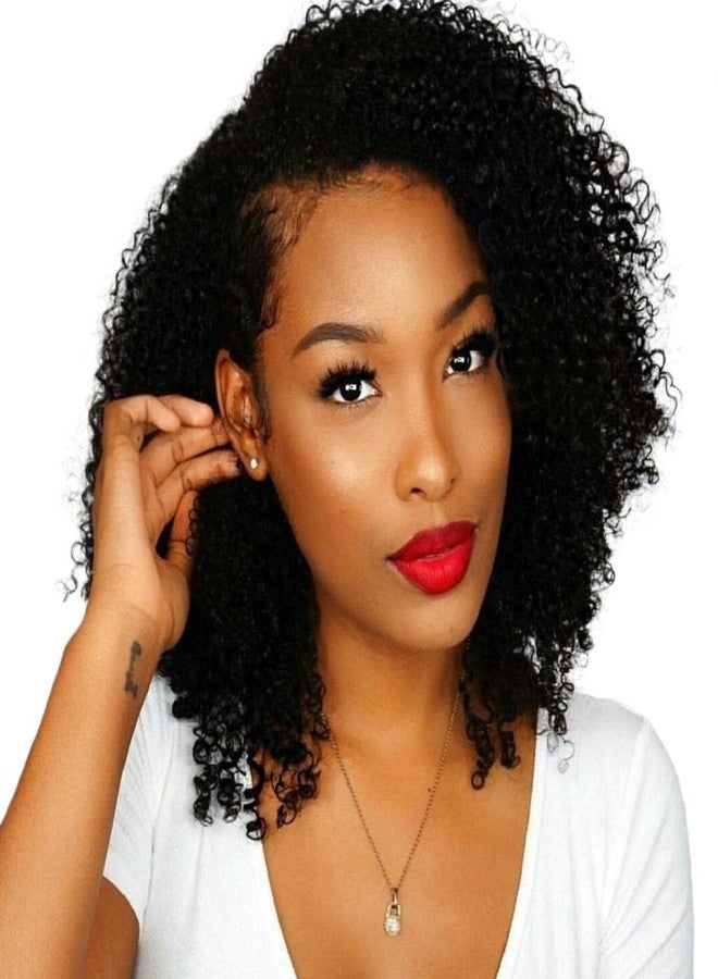 BLY 7A Mongolian Afro Kinky Curly Human Hair Single Bundle 16 Inch Unprocessed Hair Weave Weft Big Hair for African American Women Natural Color - Image 1