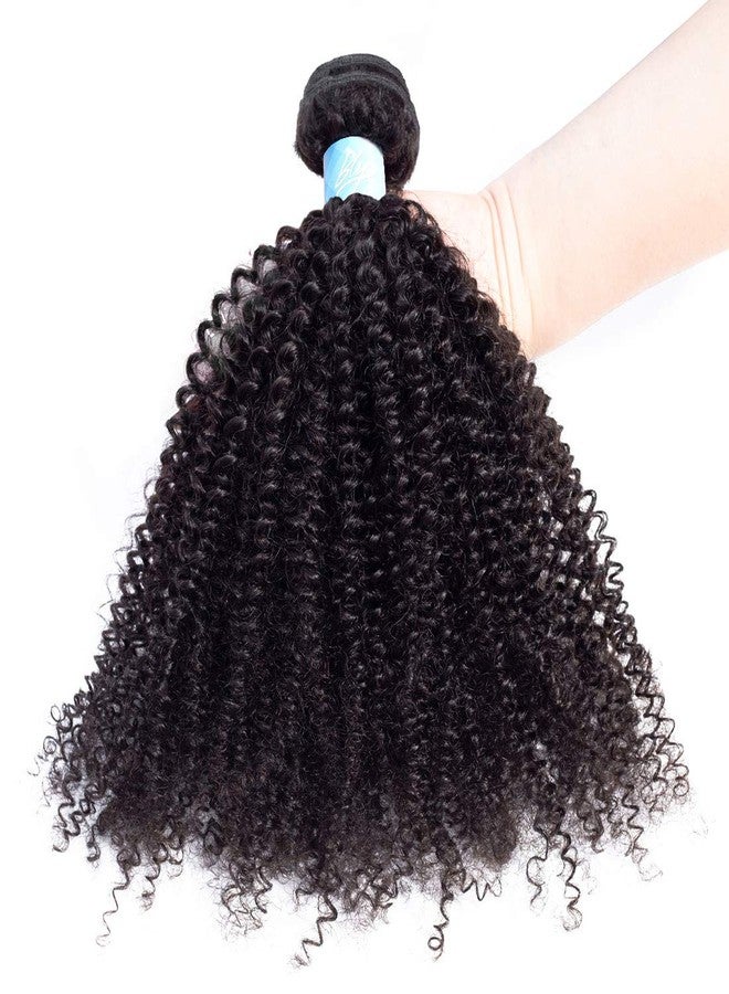 BLY 7A Mongolian Afro Kinky Curly Human Hair Single Bundle 16 Inch Unprocessed Hair Weave Weft Big Hair for African American Women Natural Color - Image 2