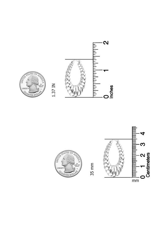 LeCalla Sterling Silver Oval Chunky Hoop Earrings Click-Top Shrimp Hoop Earrings for Women - 35mm - Image 4