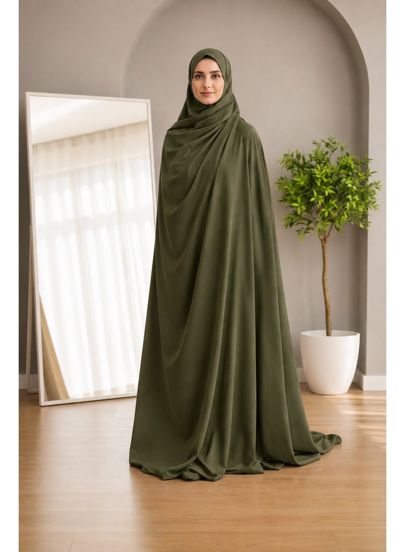 A square, open (wrap) prayer sheet, very soft and comfortable, consisting of one piece. It is worn as a wrap, covering the entire body in a uniform and spacious size of 2 x 3 meters, suitable for all body types.